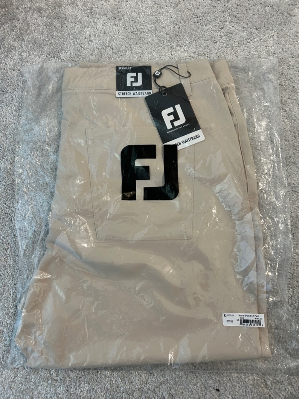 Brand New In Package FootJoy Khaki Stretch Waist Golf Pants